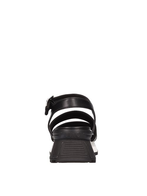 Sandals in eco-leather and suede LIU JO | BA3159 EX135NERO-ARGENTO
